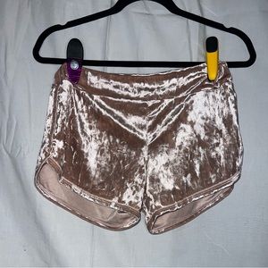 Rose Color Velvet Shorts